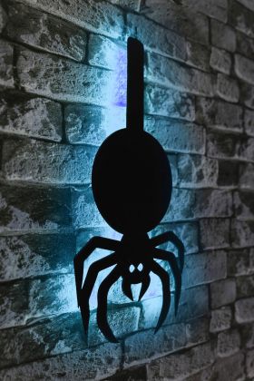 Decoratiune luminoasa LED, Spider, MDF, 60 LED-uri, Albastru