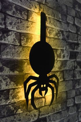 Decoratiune luminoasa LED, Spider, MDF, 60 LED-uri, Galben