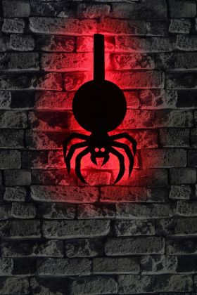 Decoratiune luminoasa LED, Spider, MDF, 60 LED-uri, Rosu