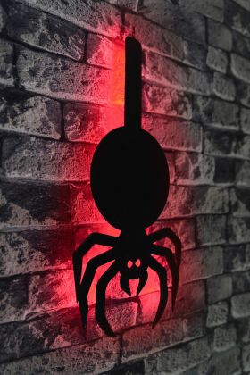 Decoratiune luminoasa LED, Spider, MDF, 60 LED-uri, Rosu