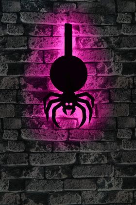 Decoratiune luminoasa LED, Spider, MDF, 60 LED-uri, Roz