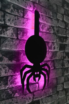 Decoratiune luminoasa LED, Spider, MDF, 60 LED-uri, Roz