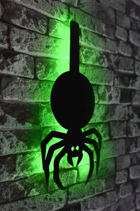 Decoratiune luminoasa LED, Spider, MDF, 60 LED-uri, Verde