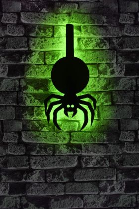 Decoratiune luminoasa LED, Spider, MDF, 60 LED-uri, Verde