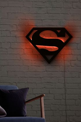 Decoratiune luminoasa LED, Superman, MDF, 60 LED-uri, Rosu