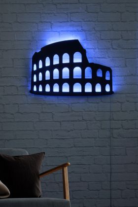 Decoratiune luminoasa LED, Colosseum, MDF, 60 LED-uri, Albastru