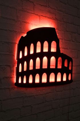 Decoratiune luminoasa LED, Colosseum, MDF, 60 LED-uri, Rosu