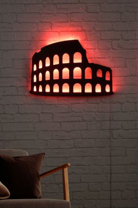 Decoratiune luminoasa LED, Colosseum, MDF, 60 LED-uri, Rosu