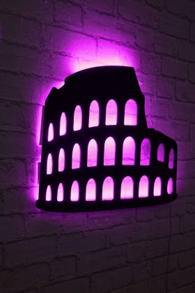 Decoratiune luminoasa LED, Colosseum, MDF, 60 LED-uri, Roz