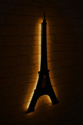 Decoratiune luminoasa LED, Eiffel Tower, MDF, 60 LED-uri, Galben