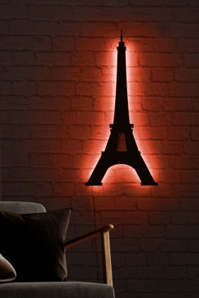 Decoratiune luminoasa LED, Eiffel Tower, MDF, 60 LED-uri, Rosu