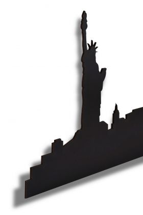 Decoratiune luminoasa LED, NYC Skyline, MDF, 60 LED-uri, Roz