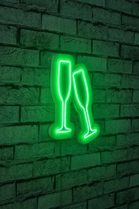 Decoratiune luminoasa LED, Champagne Glasses, Benzi flexibile de neon, DC 12 V, Verde