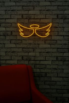 Decoratiune luminoasa LED, Angel, Benzi flexibile de neon, DC 12 V, Galben