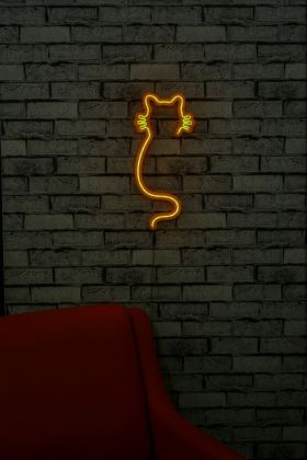 Decoratiune luminoasa LED, Cat, Benzi flexibile de neon, DC 12 V, Galben