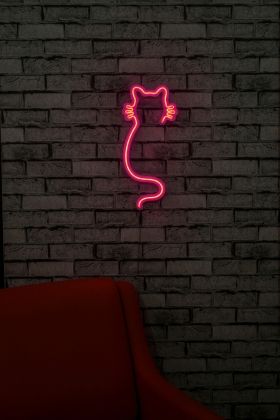 Decoratiune luminoasa LED, Cat, Benzi flexibile de neon, DC 12 V, Roz