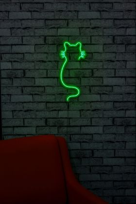 Decoratiune luminoasa LED, Cat, Benzi flexibile de neon, DC 12 V, Verde