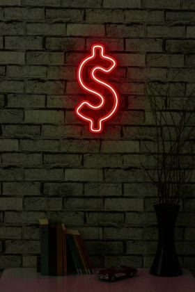 Decoratiune luminoasa LED, Dollar Sign, Benzi flexibile de neon, DC 12 V, Rosu