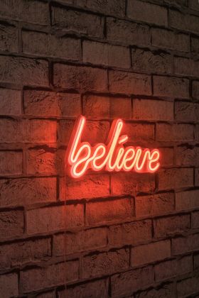 Decoratiune luminoasa LED, Believe, Benzi flexibile de neon, DC 12 V, Rosu