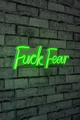 Decoratiune luminoasa LED, Fuck Fear, Benzi flexibile de neon, DC 12 V, Verde