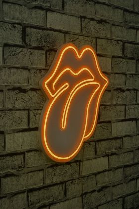 Decoratiune luminoasa LED, The Rolling Stones, Benzi flexibile de neon, DC 12 V, Galben