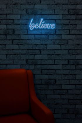 Decoratiune luminoasa LED, Believe, Benzi flexibile de neon, DC 12 V, Albastru