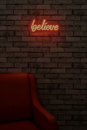 Decoratiune luminoasa LED, Believe, Benzi flexibile de neon, DC 12 V, Rosu