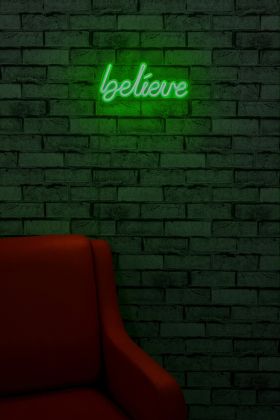 Decoratiune luminoasa LED, Believe, Benzi flexibile de neon, DC 12 V, Verde