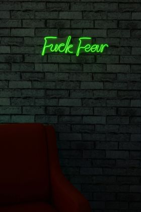 Decoratiune luminoasa LED, Fuck Fear, Benzi flexibile de neon, DC 12 V, Verde