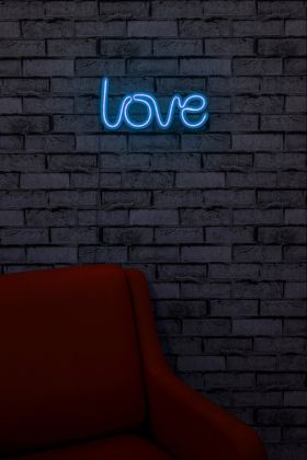 Decoratiune luminoasa LED, Love, Benzi flexibile de neon, DC 12 V, Albastru