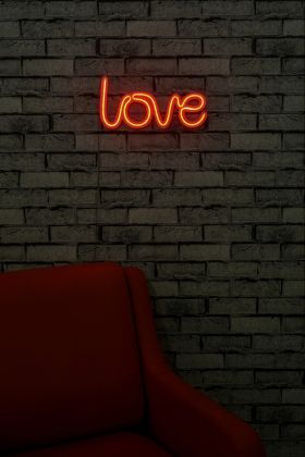 Decoratiune luminoasa LED, Love, Benzi flexibile de neon, DC 12 V, Rosu