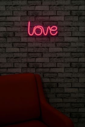 Decoratiune luminoasa LED, Love, Benzi flexibile de neon, DC 12 V, Roz