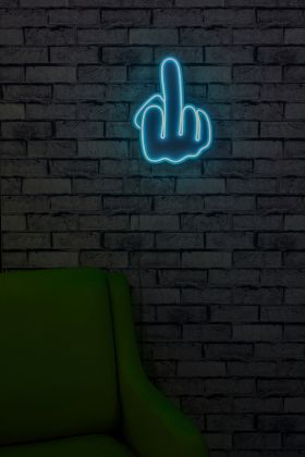 Decoratiune luminoasa LED, Middle Finger, Benzi flexibile de neon, DC 12 V, Albastru