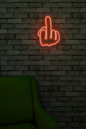 Decoratiune luminoasa LED, Middle Finger, Benzi flexibile de neon, DC 12 V, Rosu