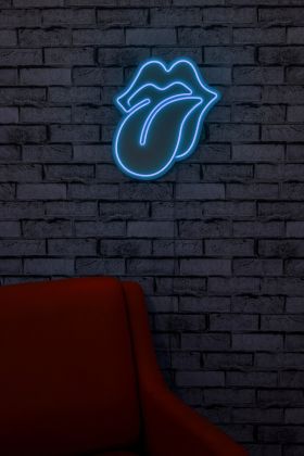 Decoratiune luminoasa LED, The Rolling Stones, Benzi flexibile de neon, DC 12 V, Albastru