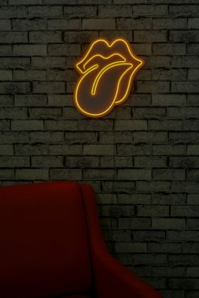 Decoratiune luminoasa LED, The Rolling Stones, Benzi flexibile de neon, DC 12 V, Galben