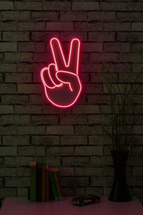 Decoratiune luminoasa LED, Victory Sign, Benzi flexibile de neon, DC 12 V, Rosu