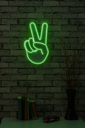 Decoratiune luminoasa LED, Victory Sign, Benzi flexibile de neon, DC 12 V, Verde