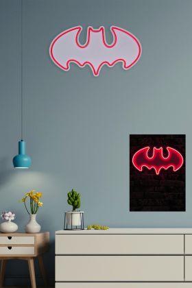 Decoratiune luminoasa LED, Batman Bat Light, Benzi flexibile de neon, DC 12 V, Rosu