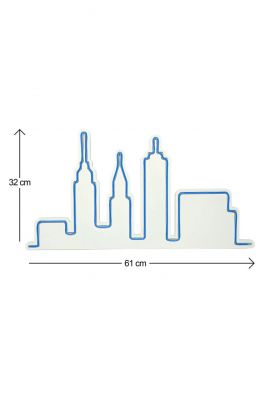 Decoratiune luminoasa LED, City Skyline, Benzi flexibile de neon, DC 12 V, Albastru