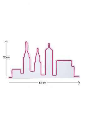 Decoratiune luminoasa LED, City Skyline, Benzi flexibile de neon, DC 12 V, Rosu