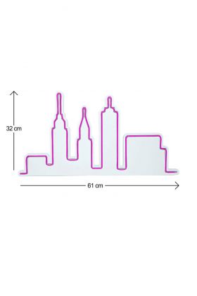 Decoratiune luminoasa LED, City Skyline, Benzi flexibile de neon, DC 12 V, Roz