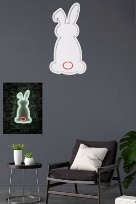 Decoratiune luminoasa LED, Rabbit, Benzi flexibile de neon, DC 12 V, Alb/Rosu