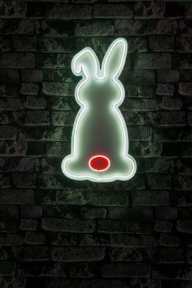 Decoratiune luminoasa LED, Rabbit, Benzi flexibile de neon, DC 12 V, Alb/Rosu