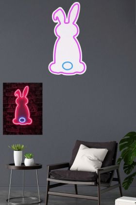 Decoratiune luminoasa LED, Rabbit, Benzi flexibile de neon, DC 12 V, Roz / Albastru