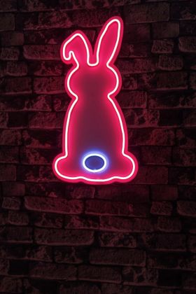 Decoratiune luminoasa LED, Rabbit, Benzi flexibile de neon, DC 12 V, Roz / Albastru