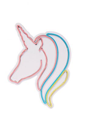 Decoratiune luminoasa LED, Unicorn, Benzi flexibile de neon, DC 12 V, Alb / Albastru / Galben