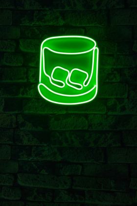 Decoratiune luminoasa LED, Whiskey Old Fashioned, Benzi flexibile de neon, DC 12 V, Verde