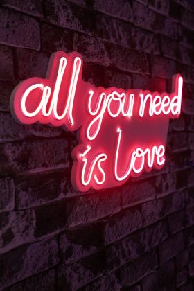 Decoratiune luminoasa LED, All You Need is Love, Benzi flexibile de neon, DC 12 V, Rosu