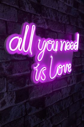 Decoratiune luminoasa LED, All You Need is Love, Benzi flexibile de neon, DC 12 V, Roz